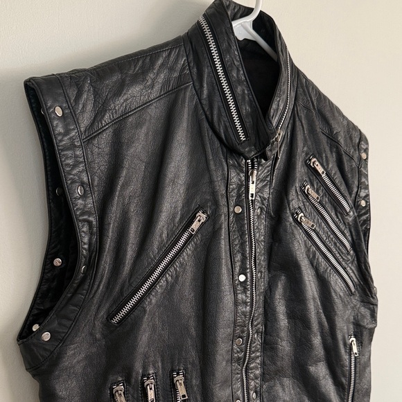 Vintage 80s Black Leather Vest - Michael Jackson - Picture 4 of 5